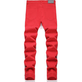Men's Ripped Regular Red Jeans